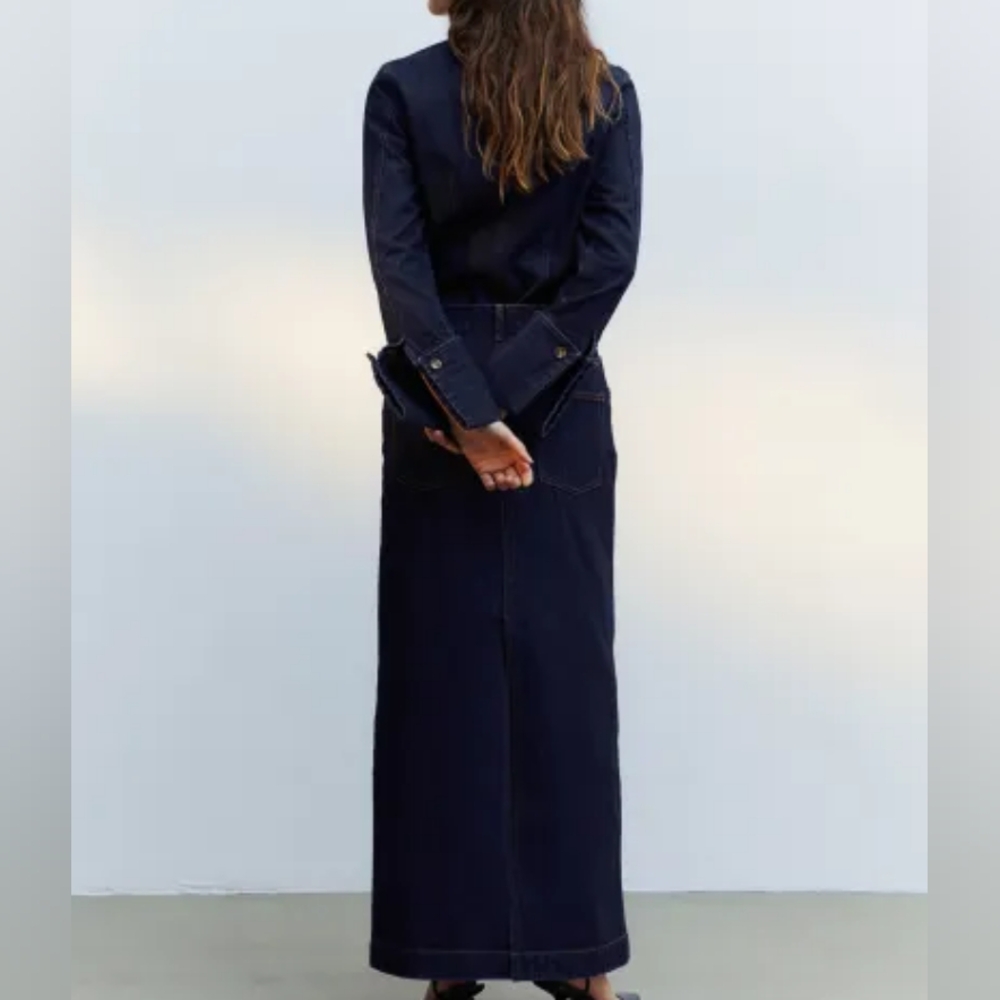 H&M Denim long skirt maxi topstitched dark blue size 6, 10 BNWT - Picture 12 of 15